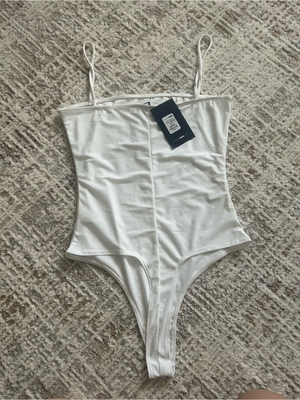Fashion Nova White Spaghetti-Strap Bodysuit